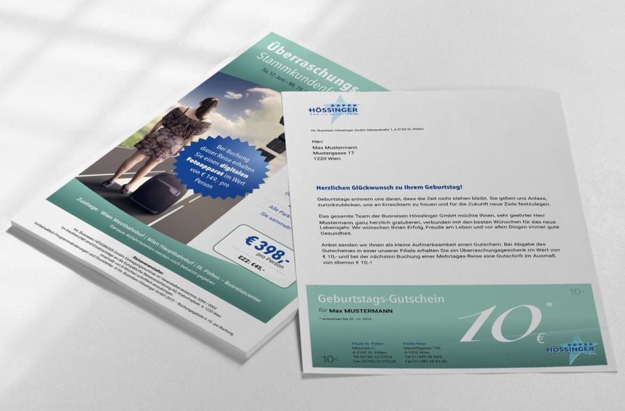 Design-Konzept, Schriftkonzept und Formensprache Briefsorten Busreisen Hössinger GmbH