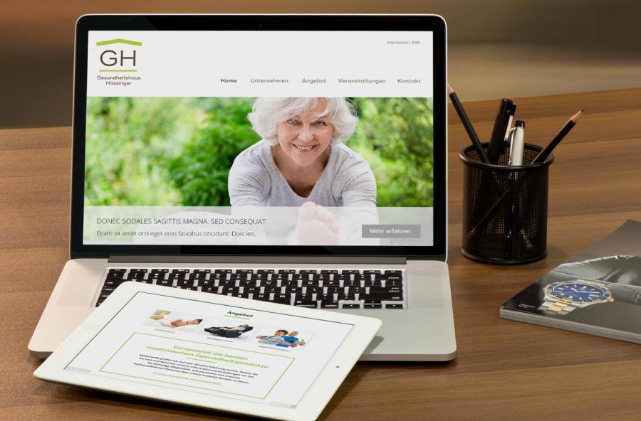 Gesundheitshaus Hössinger Logo-Redesign, Webdesign und Umsetzung Wordpress Website